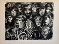 Vintage Russian Ukrainian Shtetl Scene Judaica Lithograph Jewish City Faces