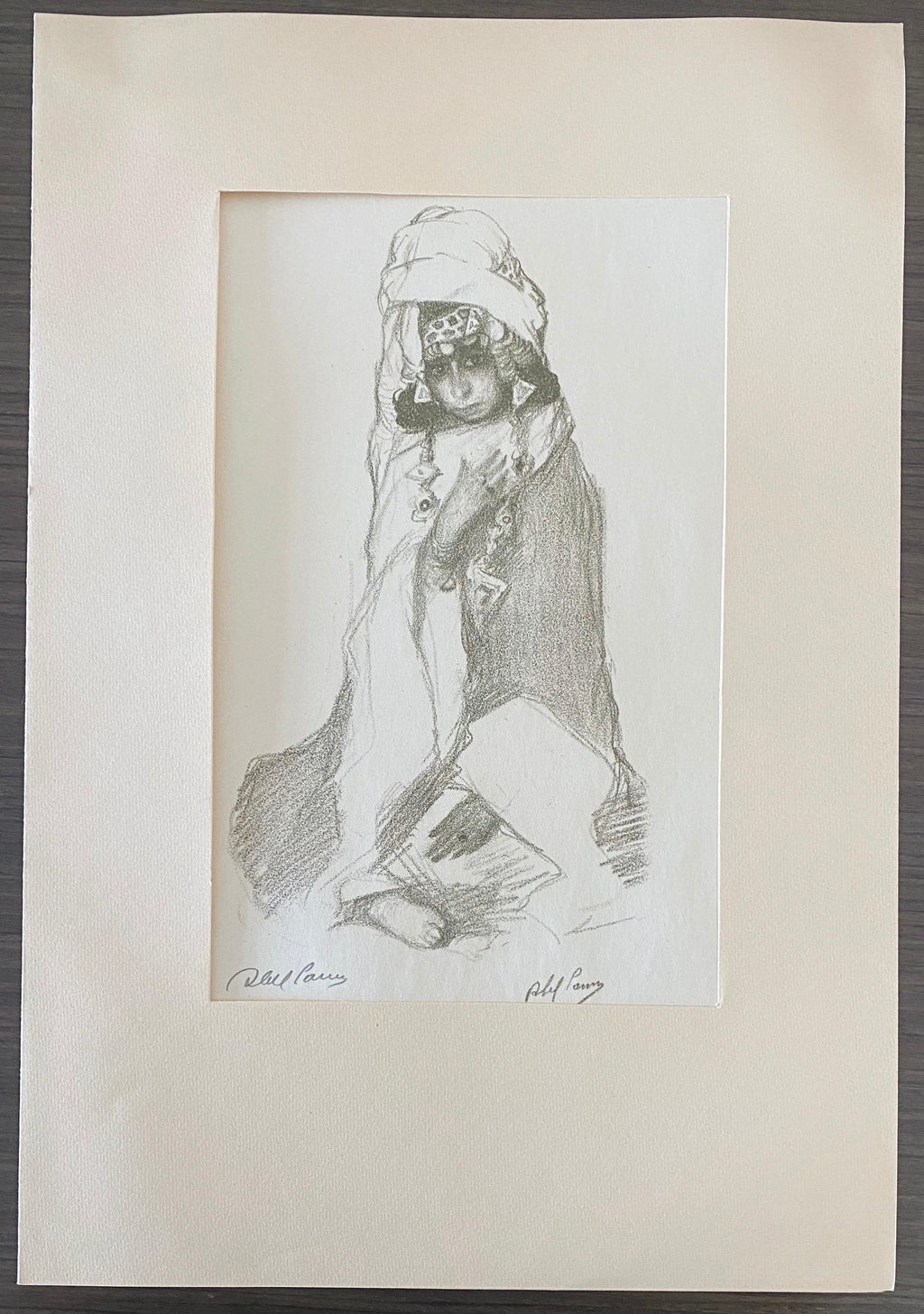 Modernist "Jethro" Aquatint Etching Israeli Judaica Bezalel School Woman Artist