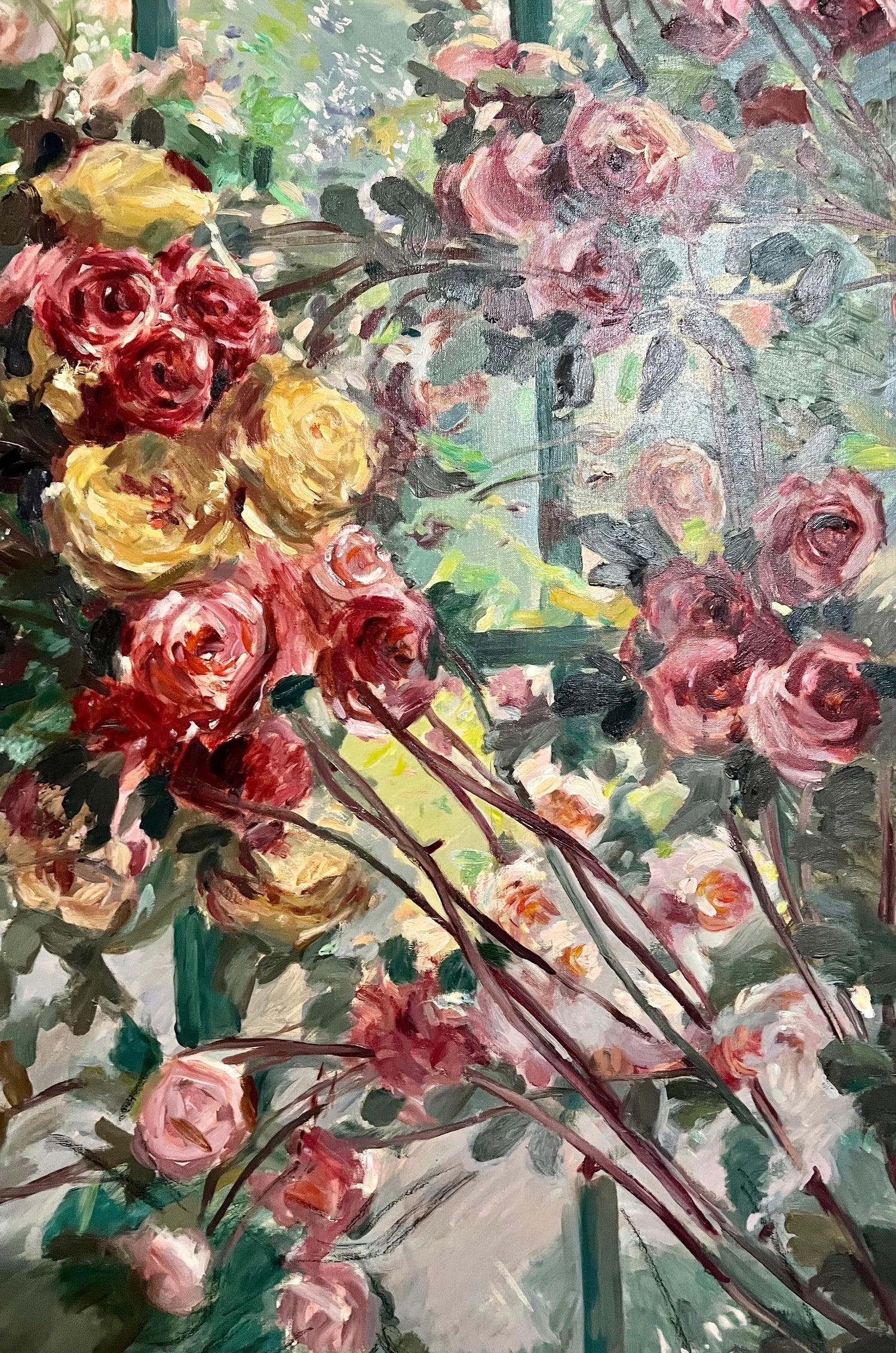 Large Post Impressionist Oil Painting Jean Chaleye, Rose Bouquet Findlay Gallery