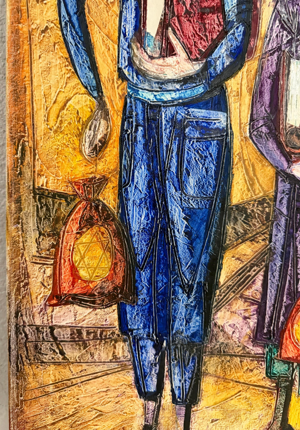 Jerusalem Hasidic Family Oil Painting Israeli Judaica Yossi Stern Bezalel School