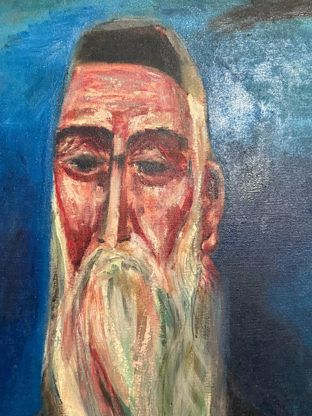 Rare 1946 WWII Judaica Abstract Oil Painting Nahum Tschacbasov WPA Artist Rabbi