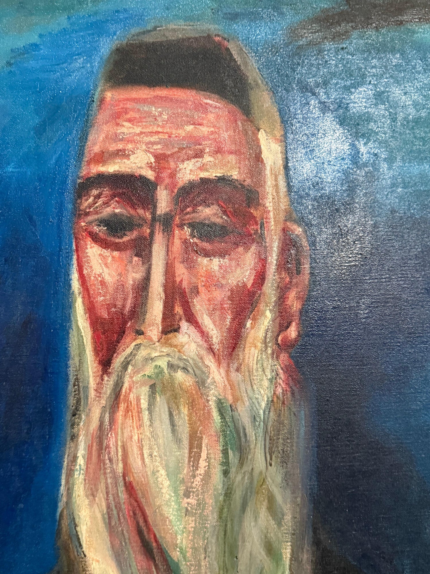 Rare 1946 WWII Judaica Abstract Oil Painting Nahum Tschacbasov WPA Artist Rabbi