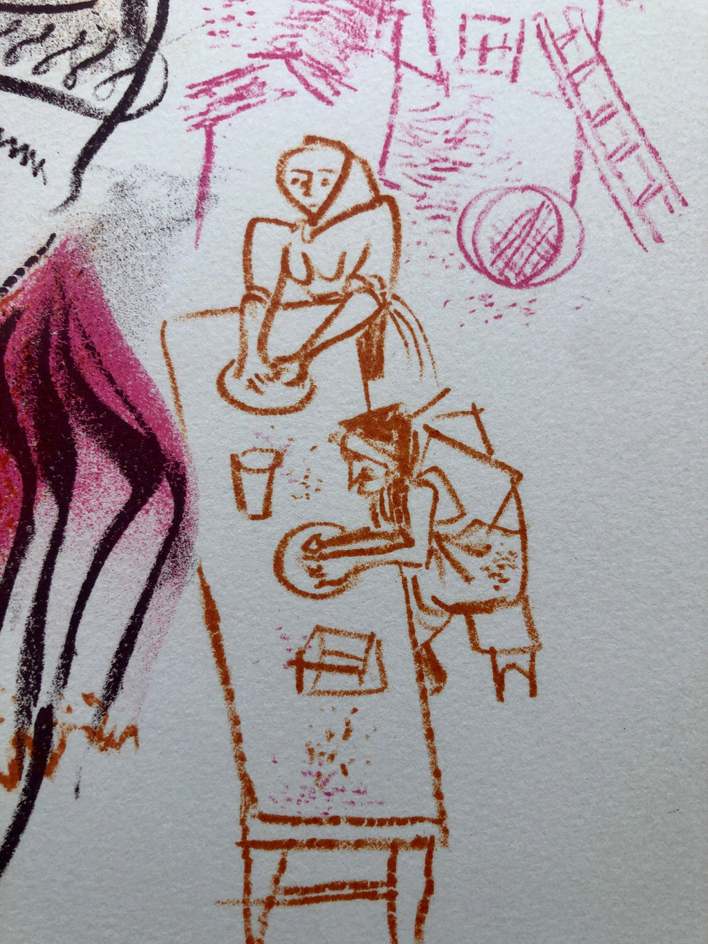 Women, Dishes, Shtetl Americana Judaica Lithograph WPA Social Realist Artist