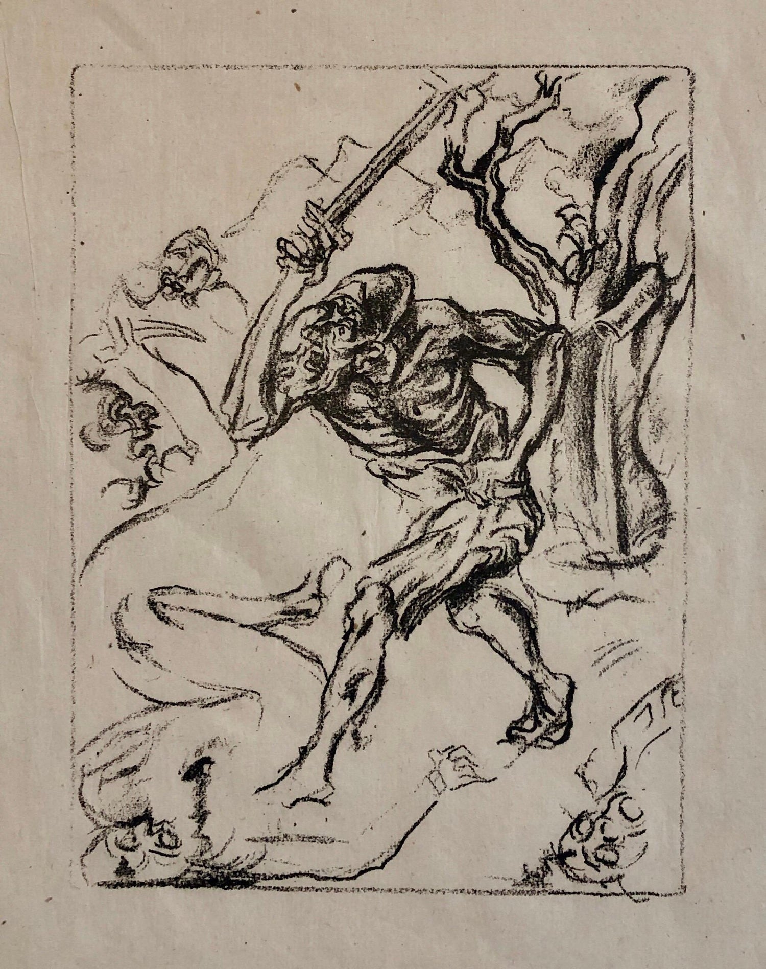 German Expressionist Woodcut Print Pencil Signed israeli Jerusalem Jacob Pins