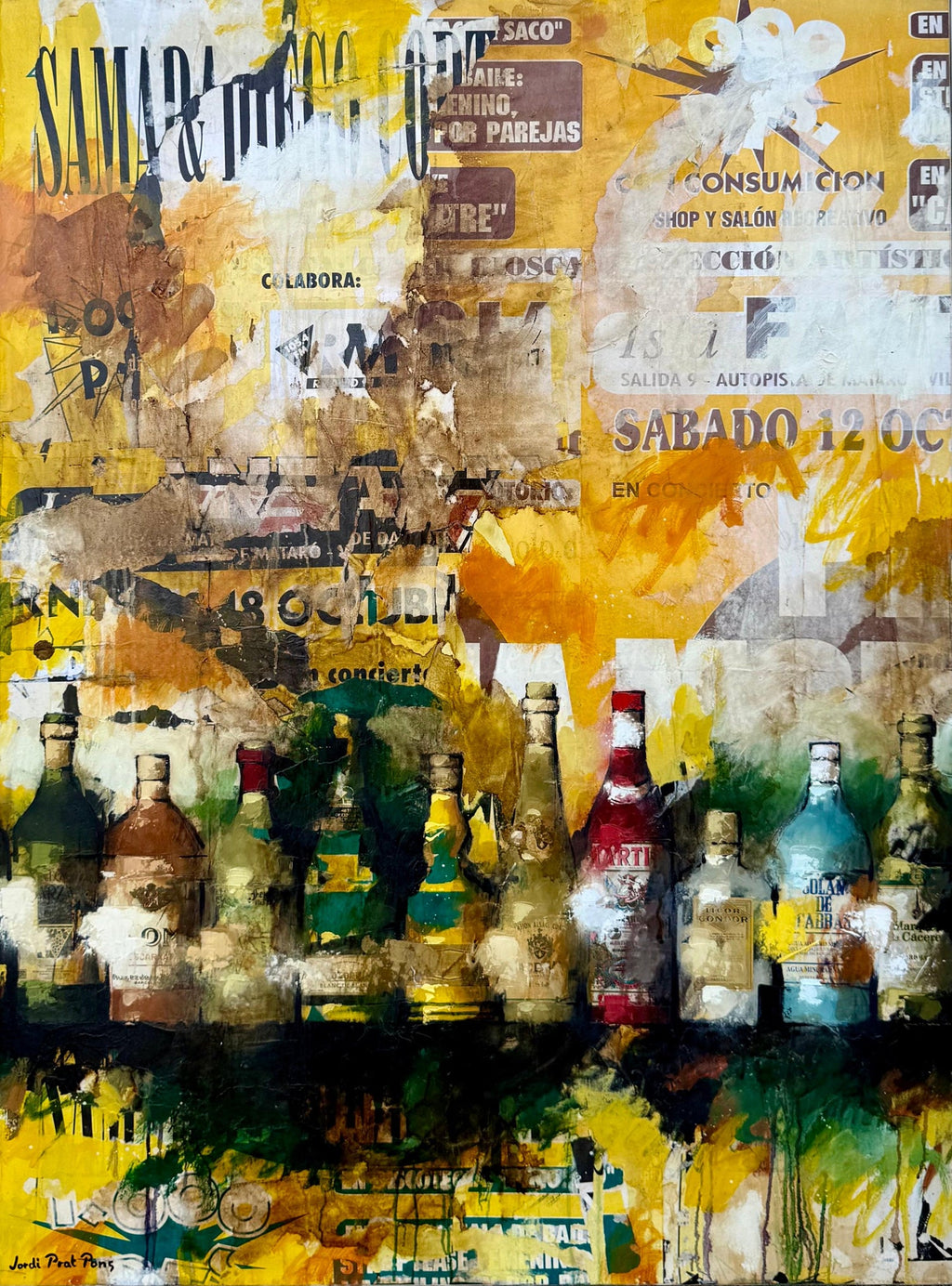 Large Spanish Pop Art Catalan Mixed Media Collage Painting Jordi Prat Pons