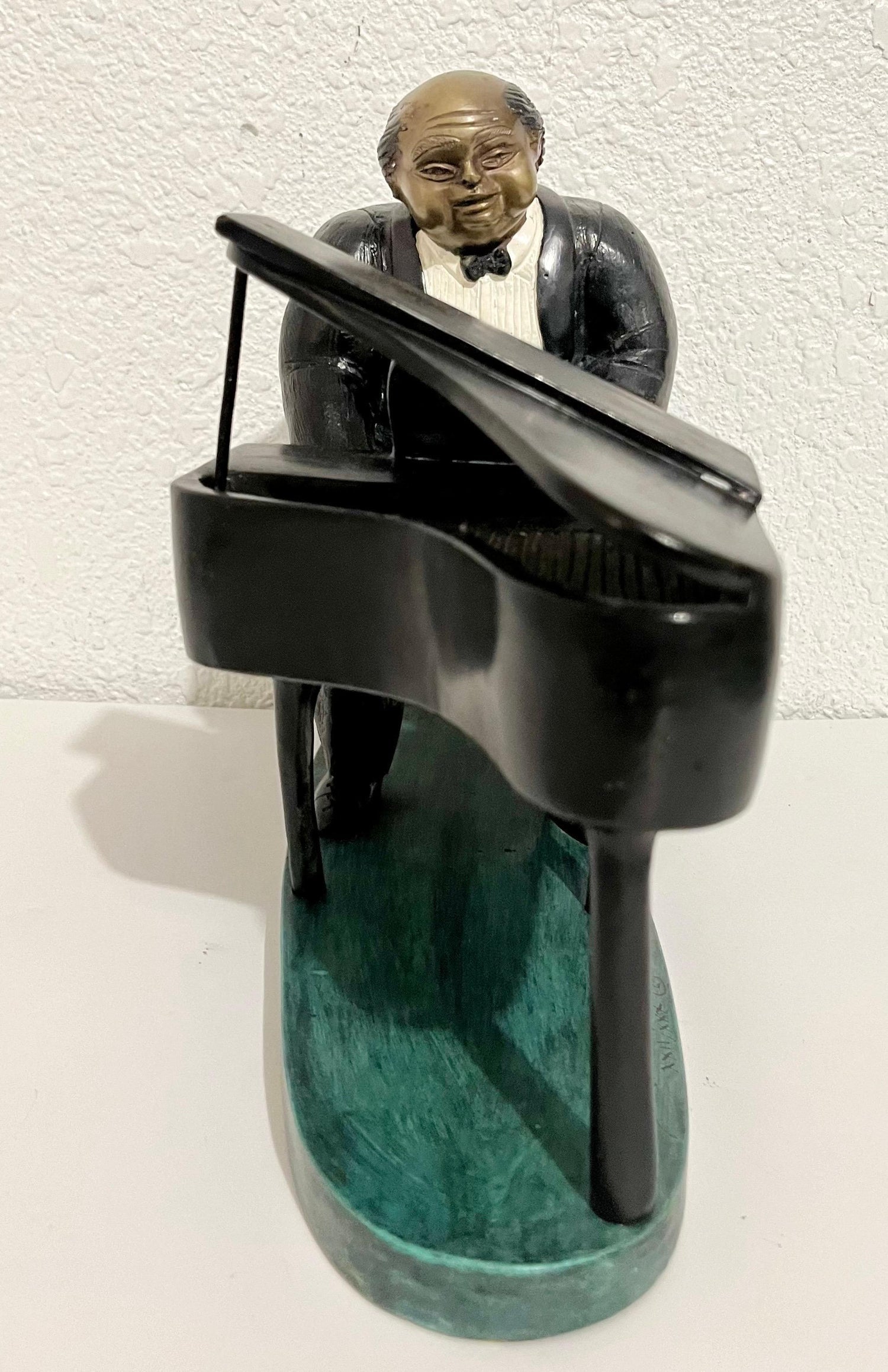 Polychrome Bronze Sculpture Jazz Nightclub Piano Player in Tuxedo Bruno Luna