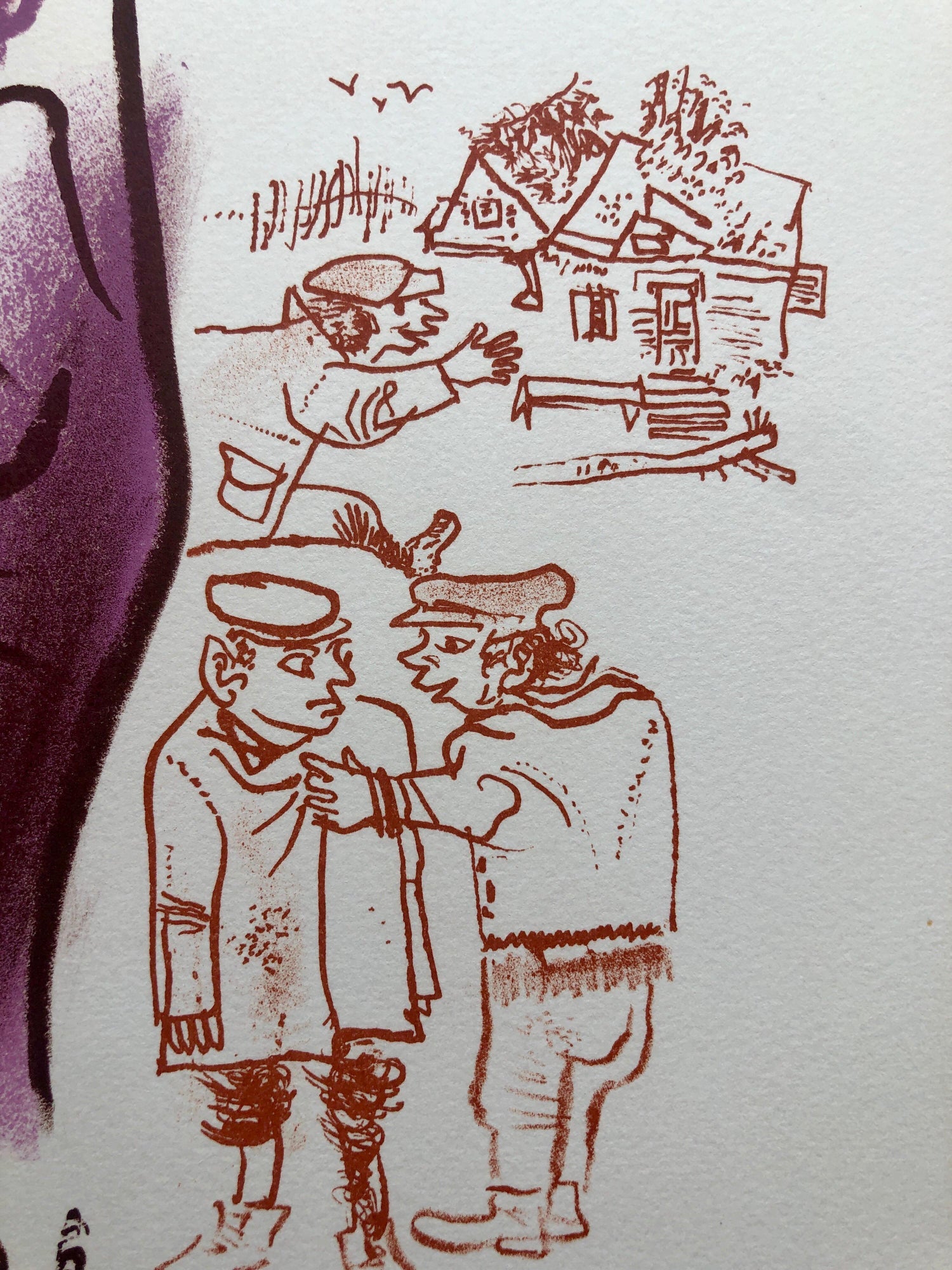 Jewish Shtetl Peddlar Americana Judaica Lithograph WPA Yiddish Social Realist