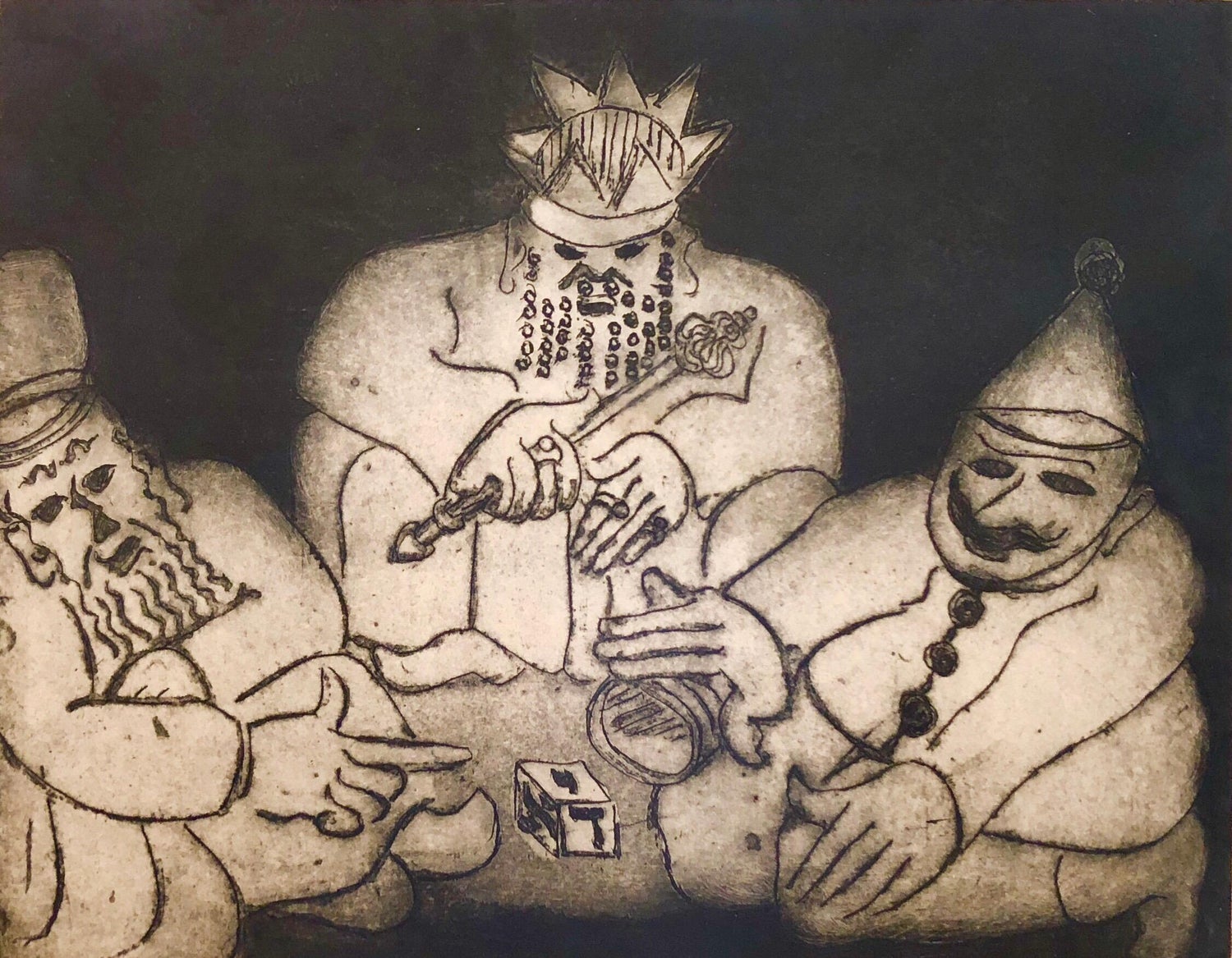 Large Venezuelan Jewish Modernist Lithograph Menorah Judaica