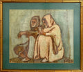 Middle Eastern Men Oil Painting Austrian Israeli Modernist Tel Aviv Museum