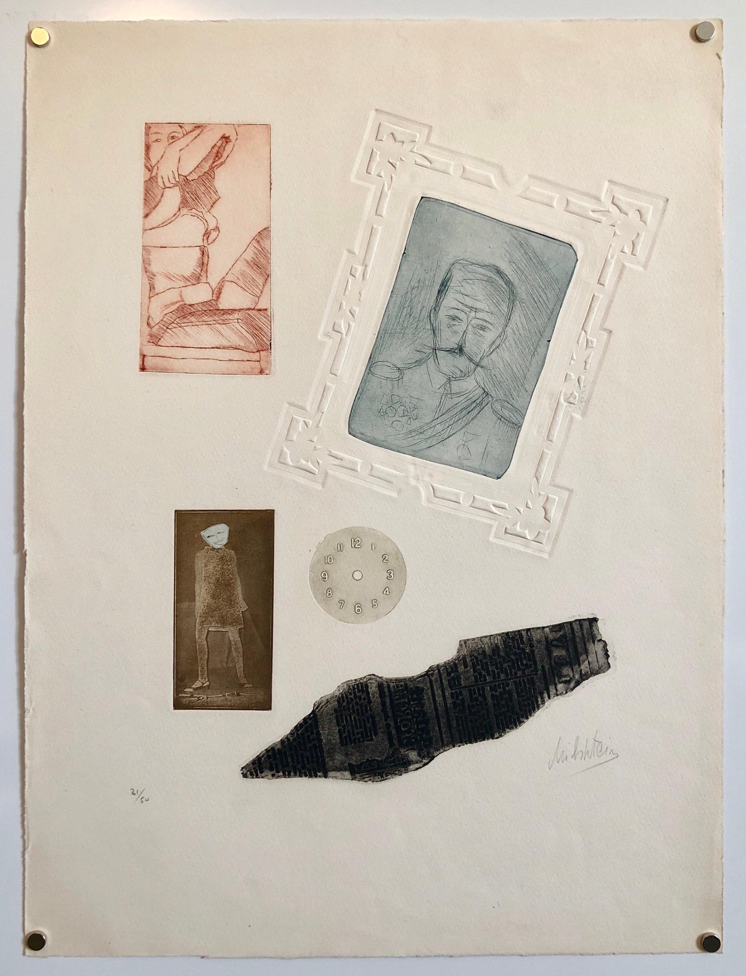 Portraits Erotic Vignettes French Israeli Surrealist Aquatint Etching Le Colonel