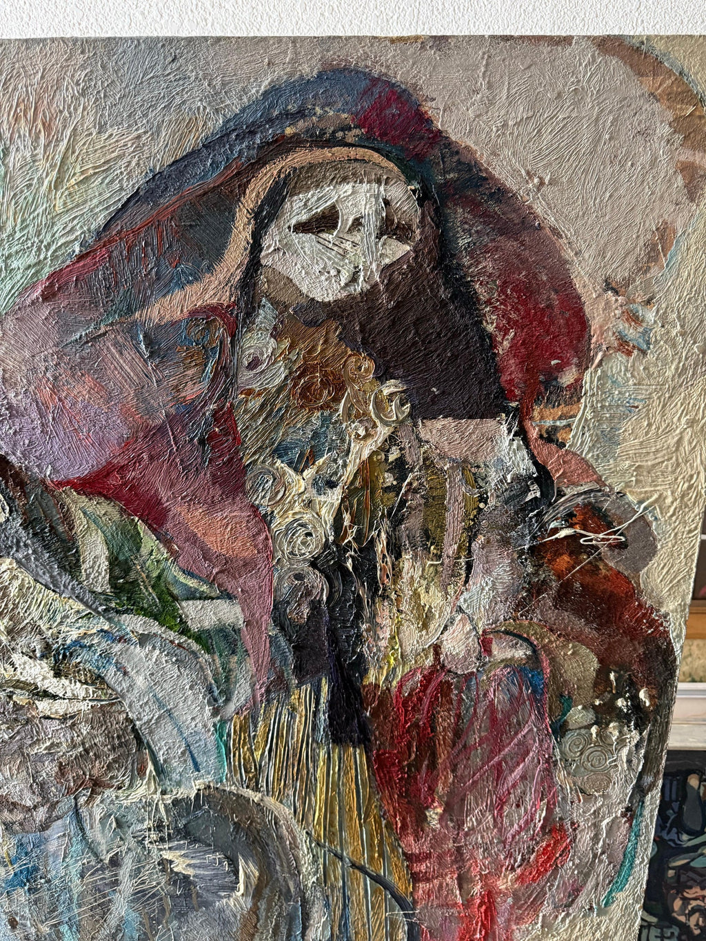 Large Figural Abstract Oil Painting Collage LA California Artist Peter Liashkov