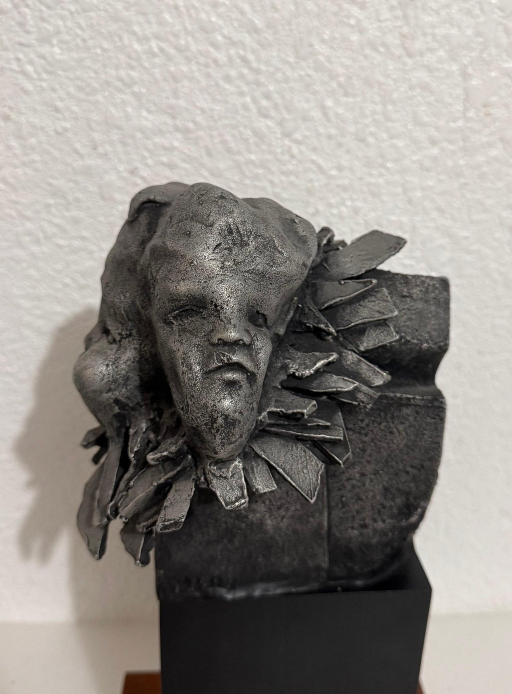 French Naif Modernist Sculpture In Metal Brutalist Head of Woman Valerie Hadida