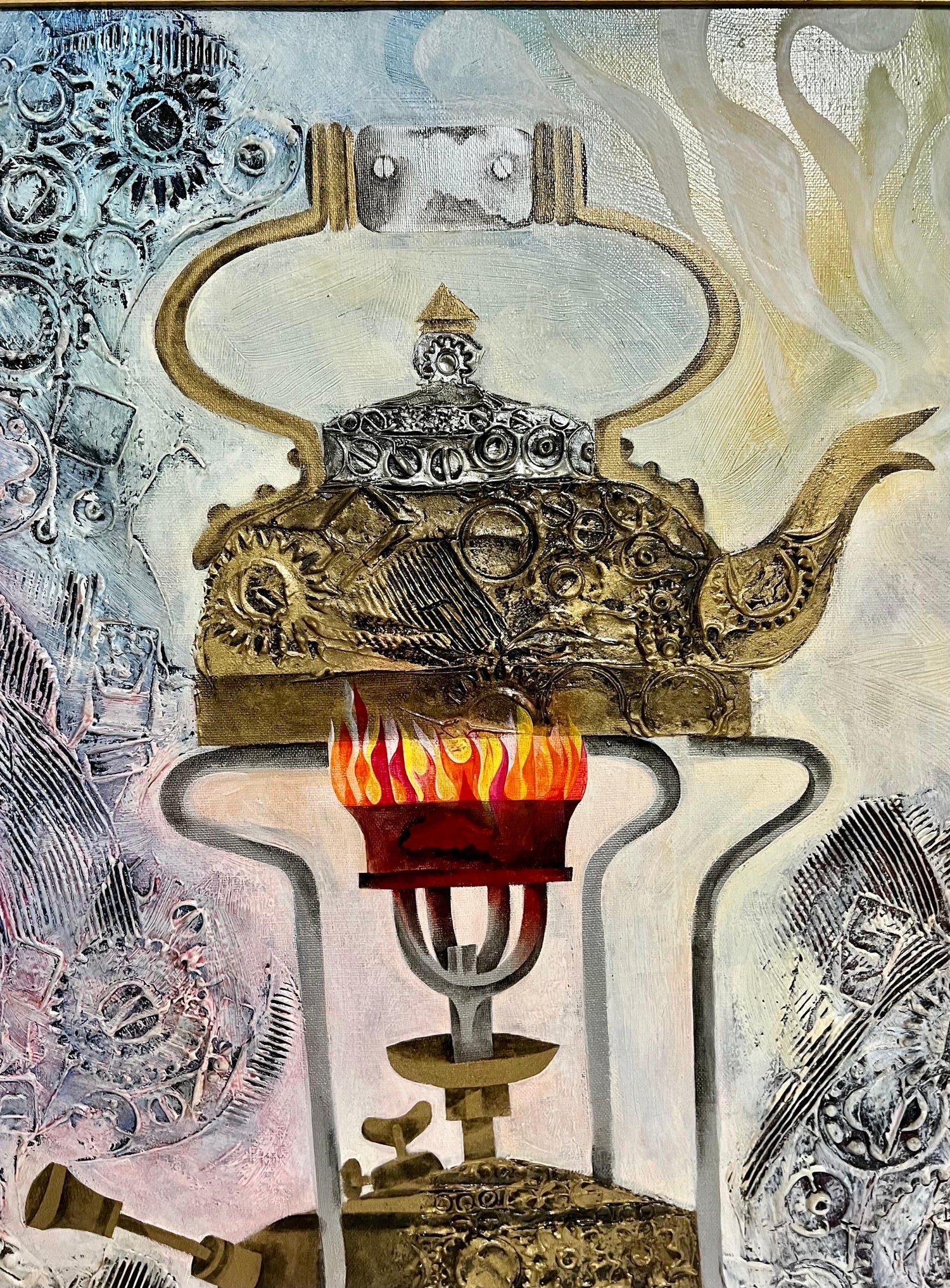 Jerusalem Samovar Israeli Judaica Eliezer Weishoff Oil Painting Bezalel Artist