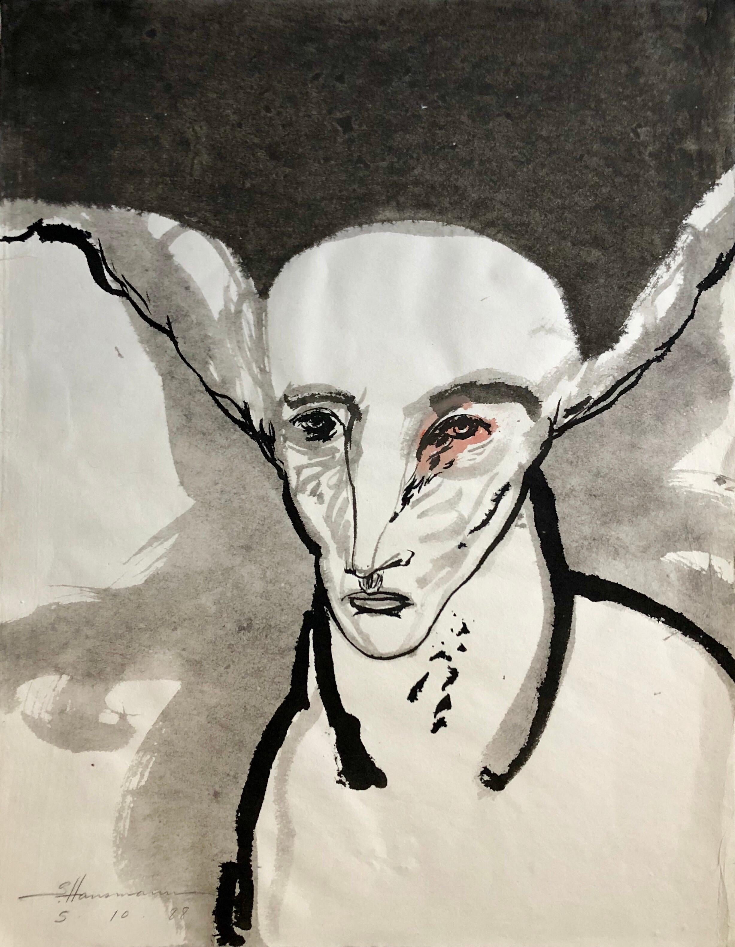 Modern Figurative Surrealism Watercolor Painting, Drawing California Artist