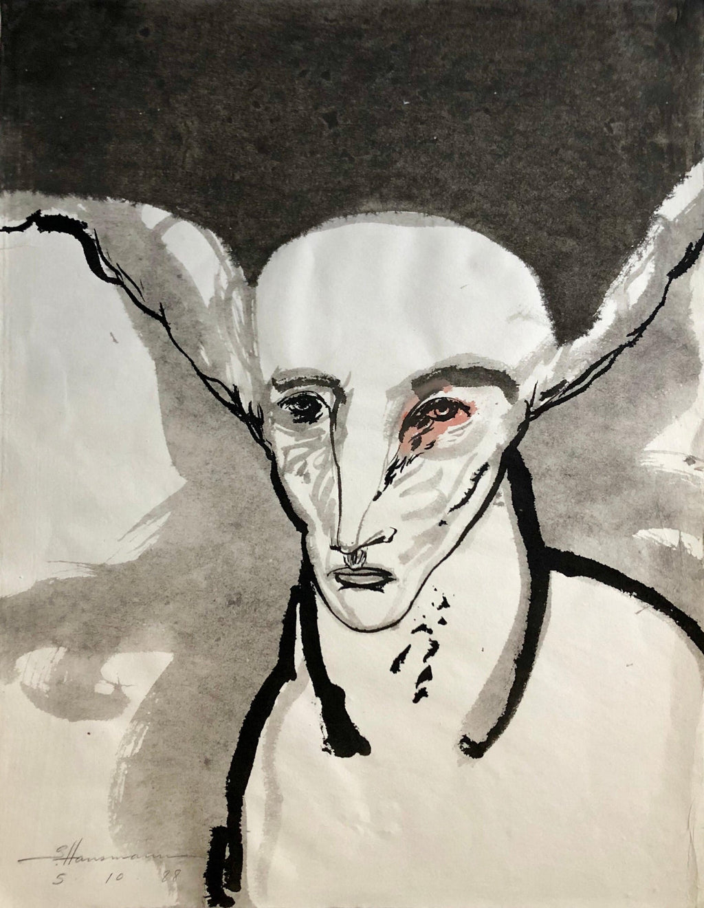 Modern Figurative Surrealism Watercolor Painting, Drawing California Artist