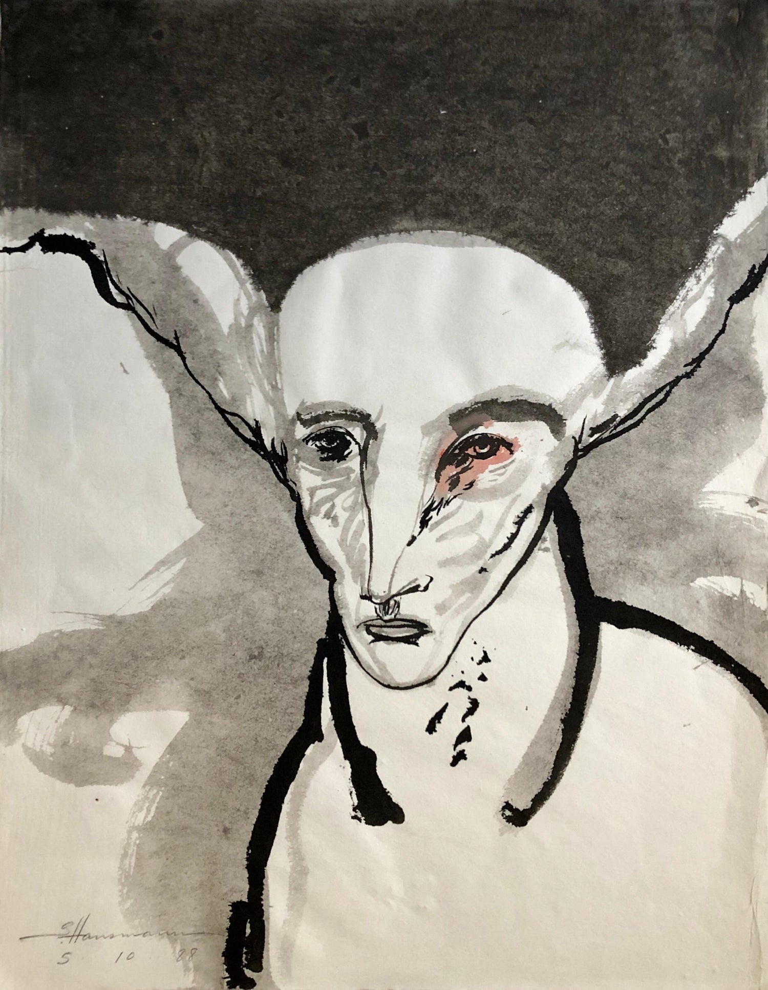 Modern Figurative Surrealism Watercolor Painting, Drawing California Artist
