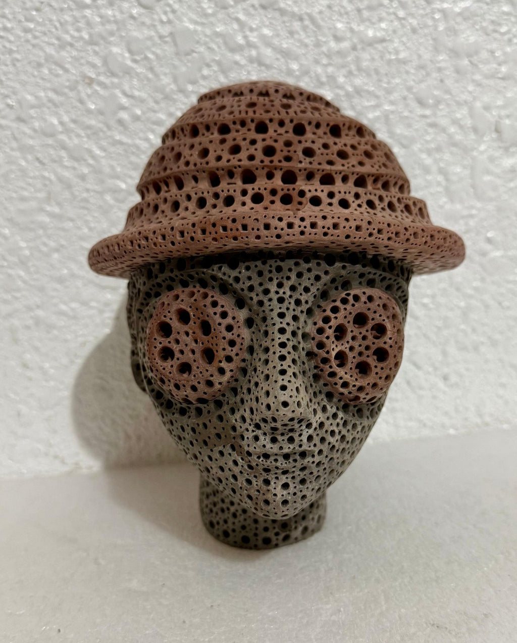 Color Terracotta Modernist Abstract Sculpture Head Russian Artist Alexander Ney