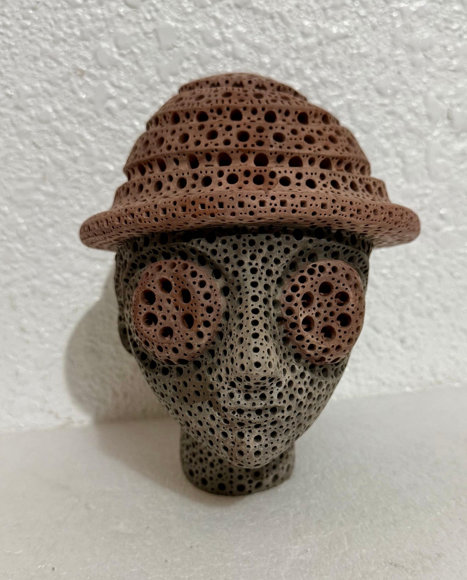Color Terracotta Modernist Abstract Sculpture Head Russian Artist Alexander Ney