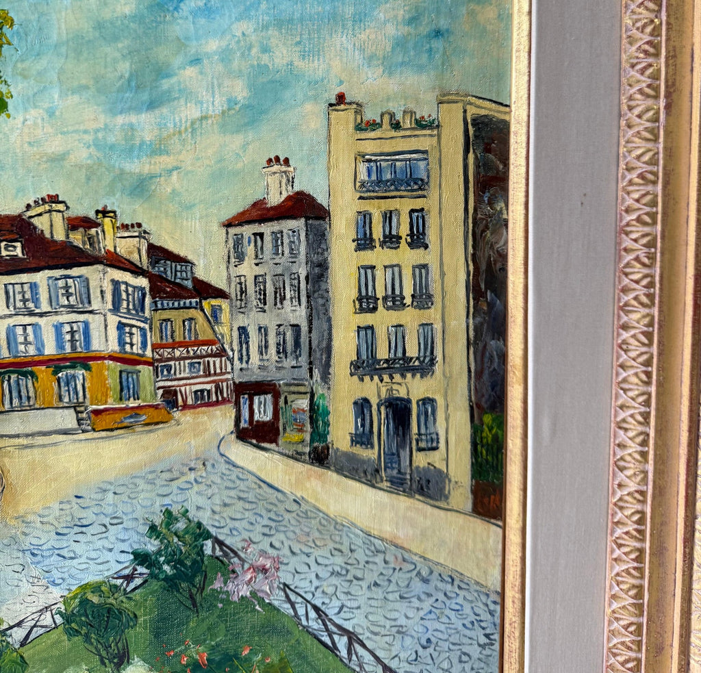 French Impressionist Oil Painting Elisee Maclet Paris Montmartre Street Scene