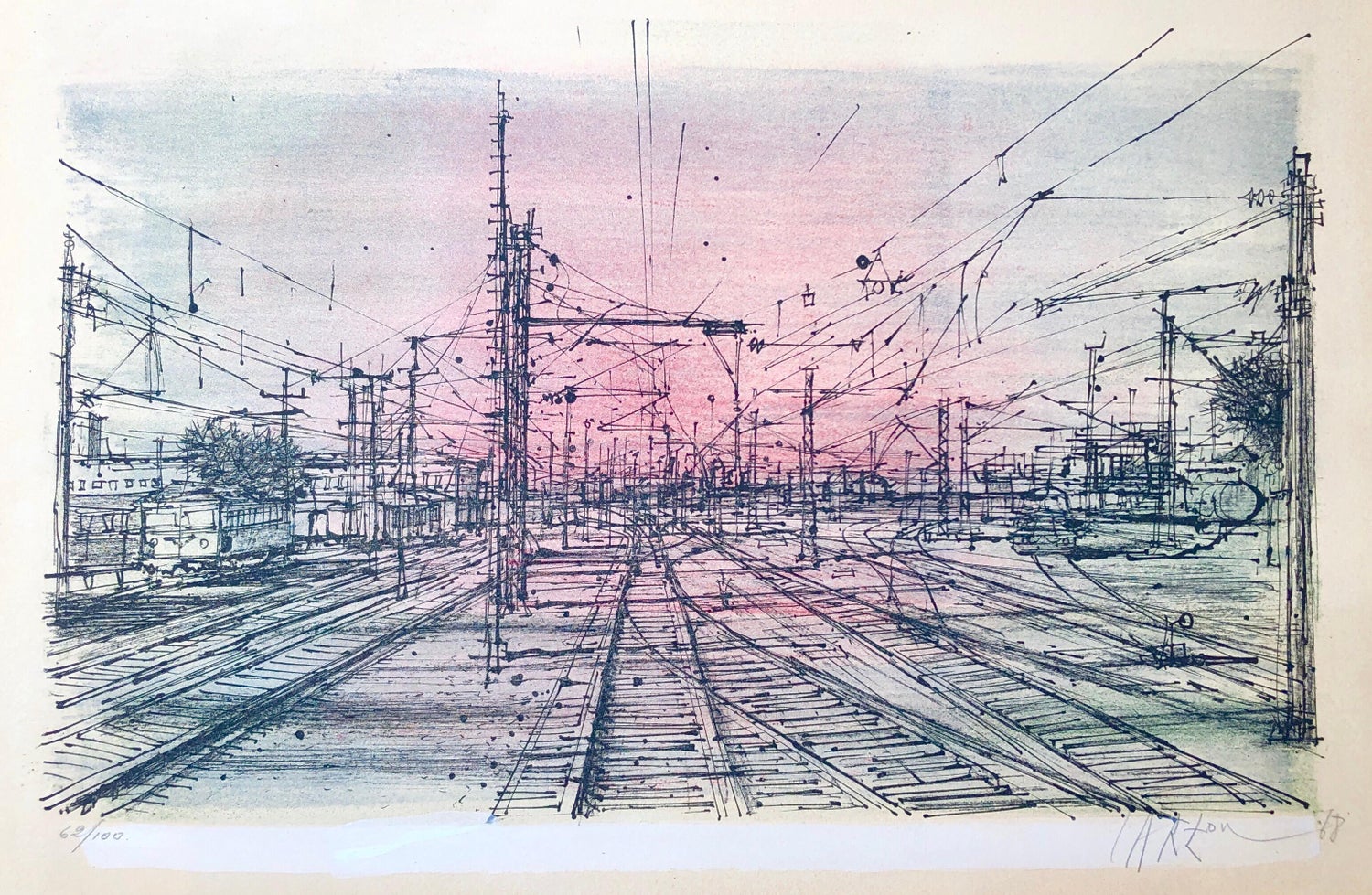 Modernist Silkscreen Screenprint 'El Station, Interior' NYC Subway, WPA Artist