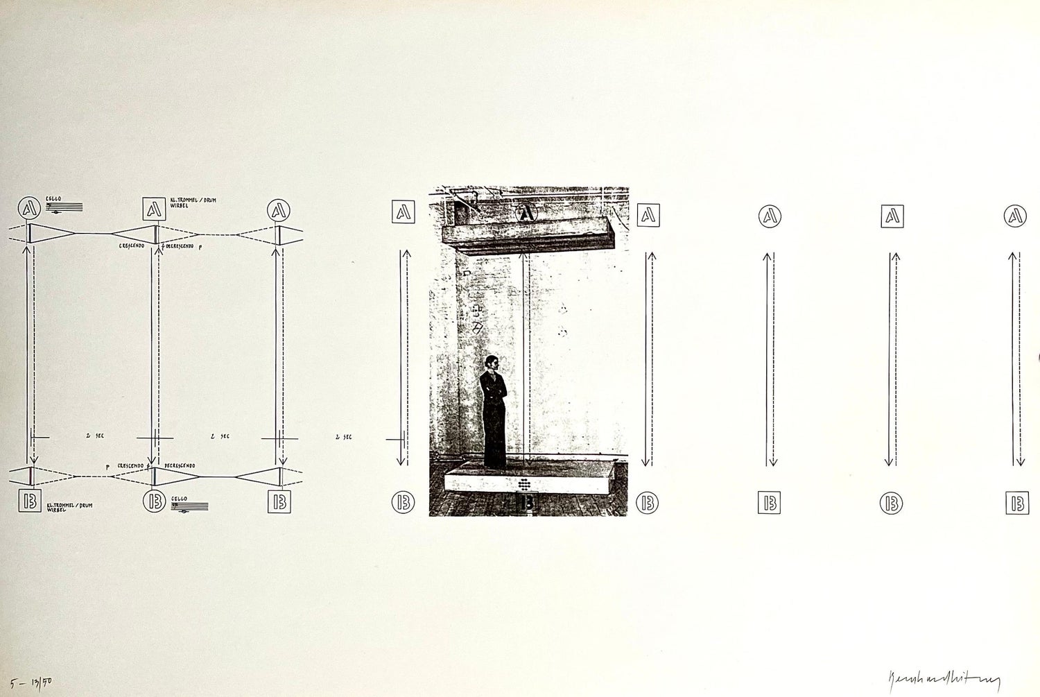 Austrian Sound Space Architect Bernhard Leitner Photo Lithograph Hand Signed Art