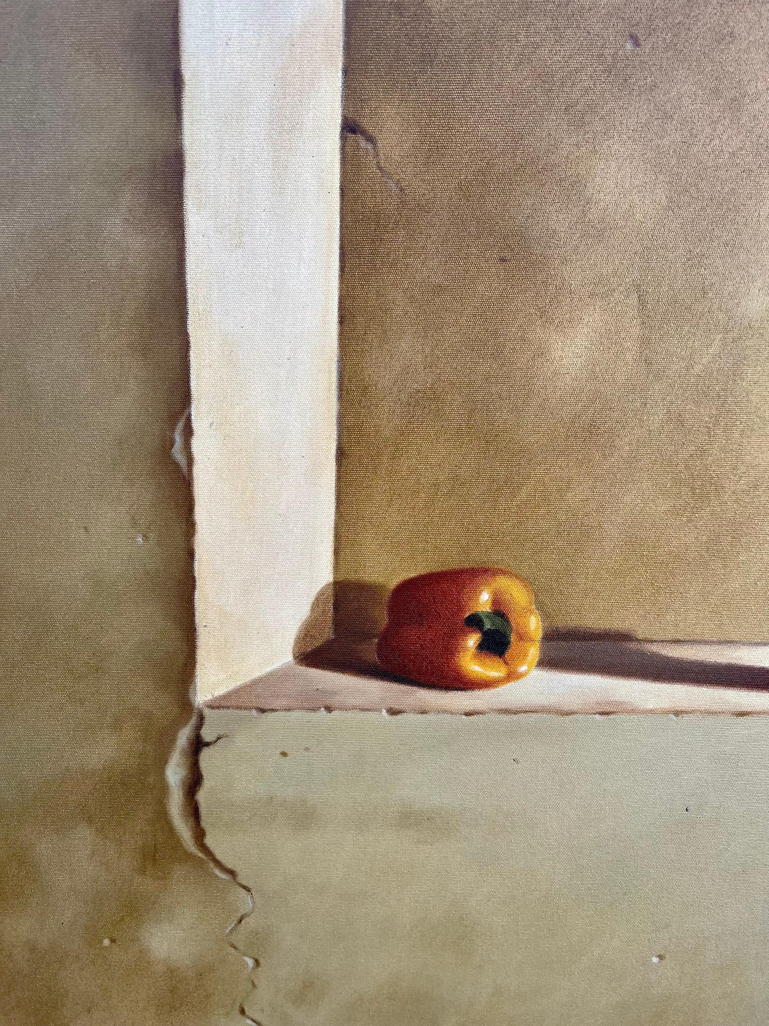 Large Trompe L'oeil Oil Painting Rene Chavelle Belgian Photo Realist Peppers