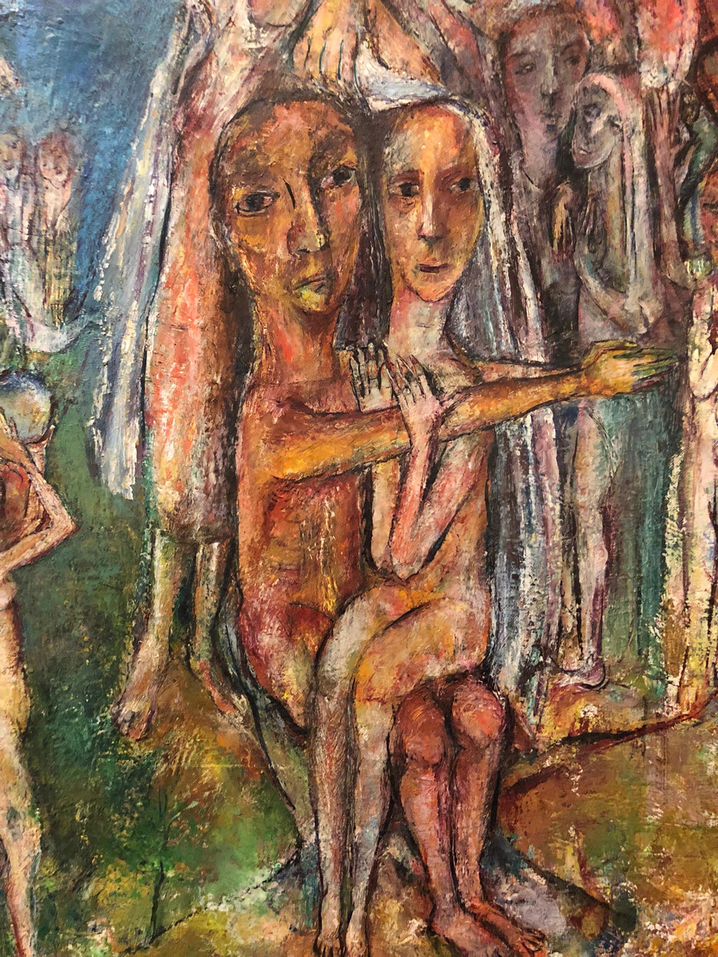 Abstract Procession Jewish Wedding Chuppah Oil Painting Modernist Judaica