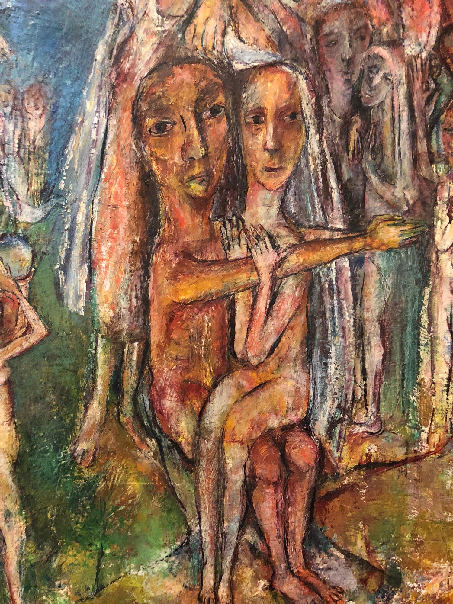 Abstract Procession Jewish Wedding Chuppah Oil Painting Modernist Judaica