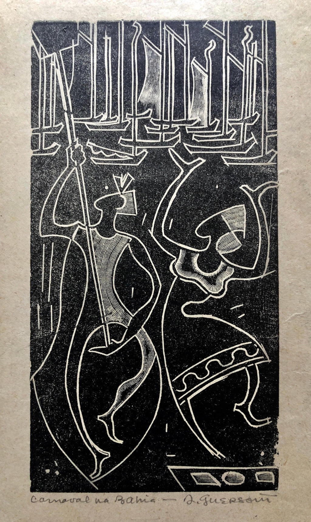 Large Venezuelan Modernist Lithograph "The Balcony #3" Color Print