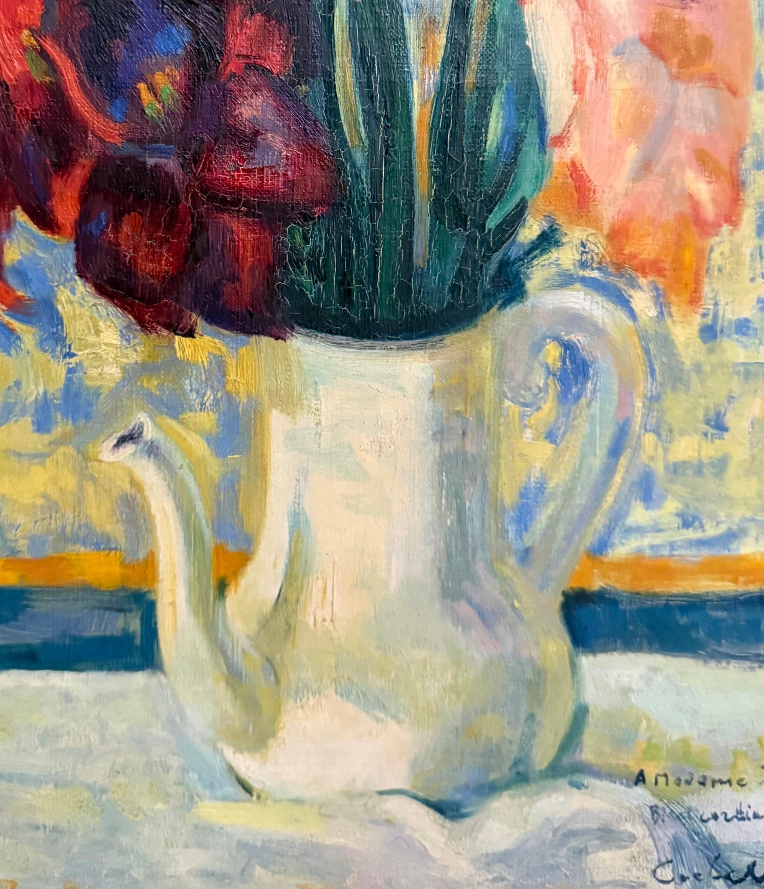 Luigi Corbellini French Italian Post Impressionist Oil Painting Vase of Flowers