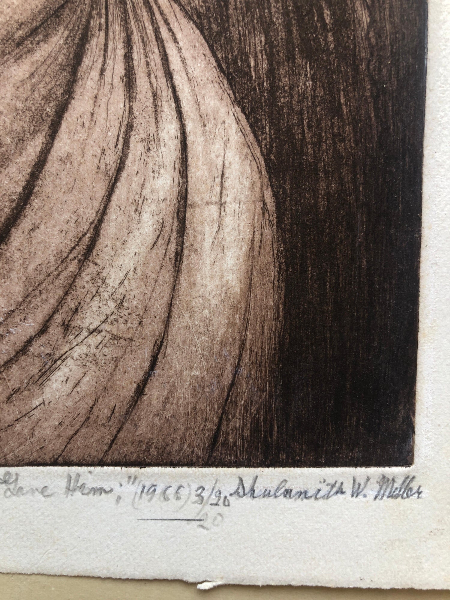 "Water He Asked Milk She Gave Him" Etching Israeli Judaica Bezalel School Woman