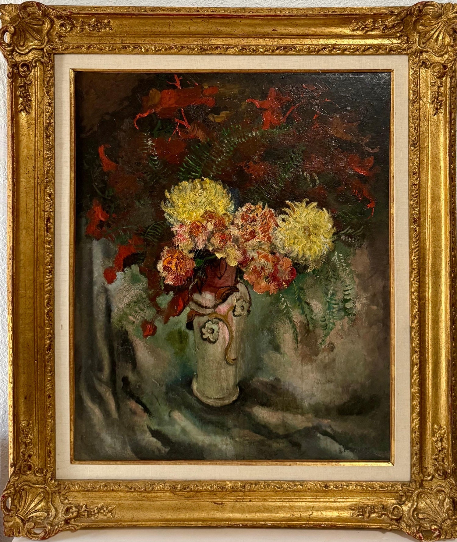 American Modernist Oil Painting Expressionist Vase, Flowers WPA Artist Ben ZIon