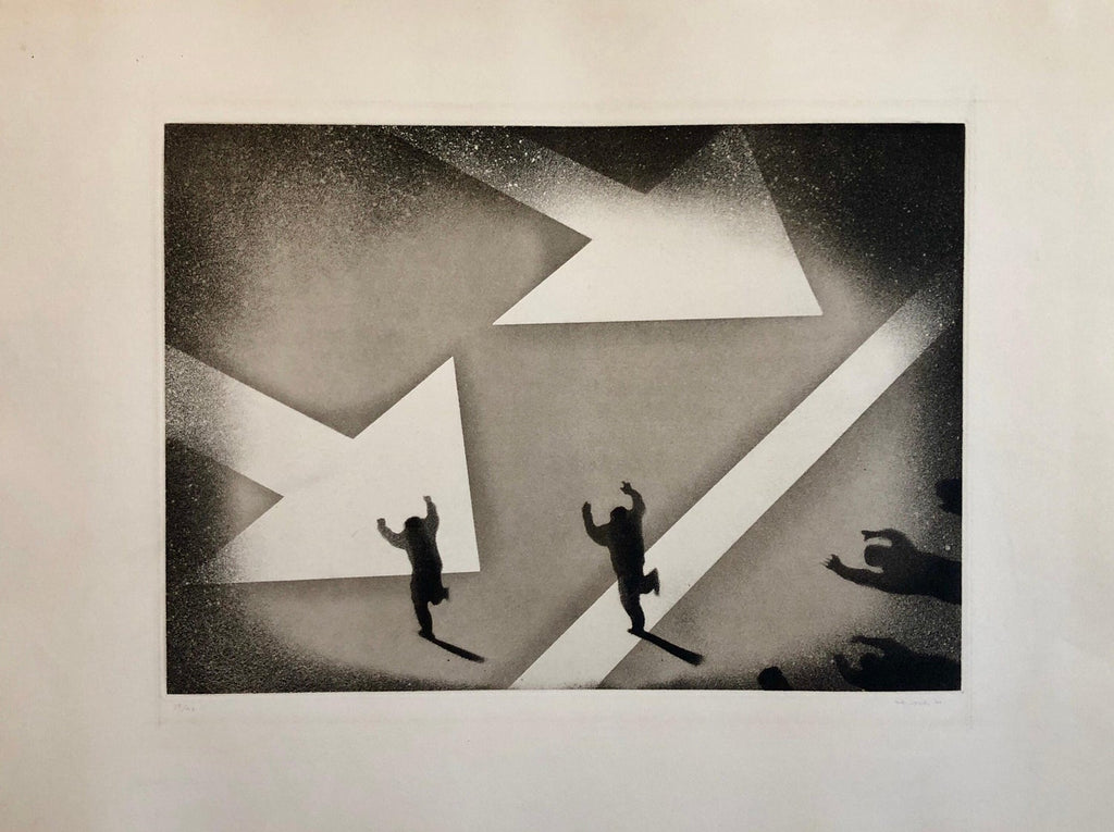1970 Silencio, Direccion Unica, One Way Spanish Political Etching Pop Art Print