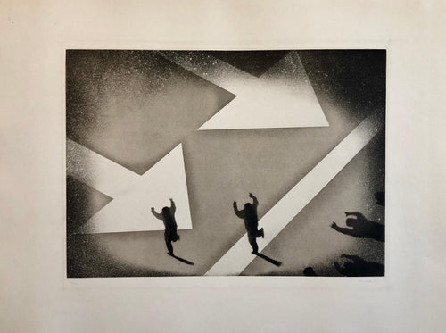 1970 Silencio, Direccion Unica, One Way Spanish Political Etching Pop Art Print