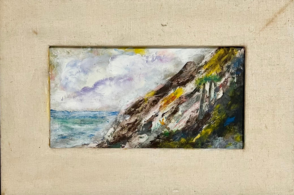 Modernist Impasto Painting Mountain with Ocean Landscape J. James Akston
