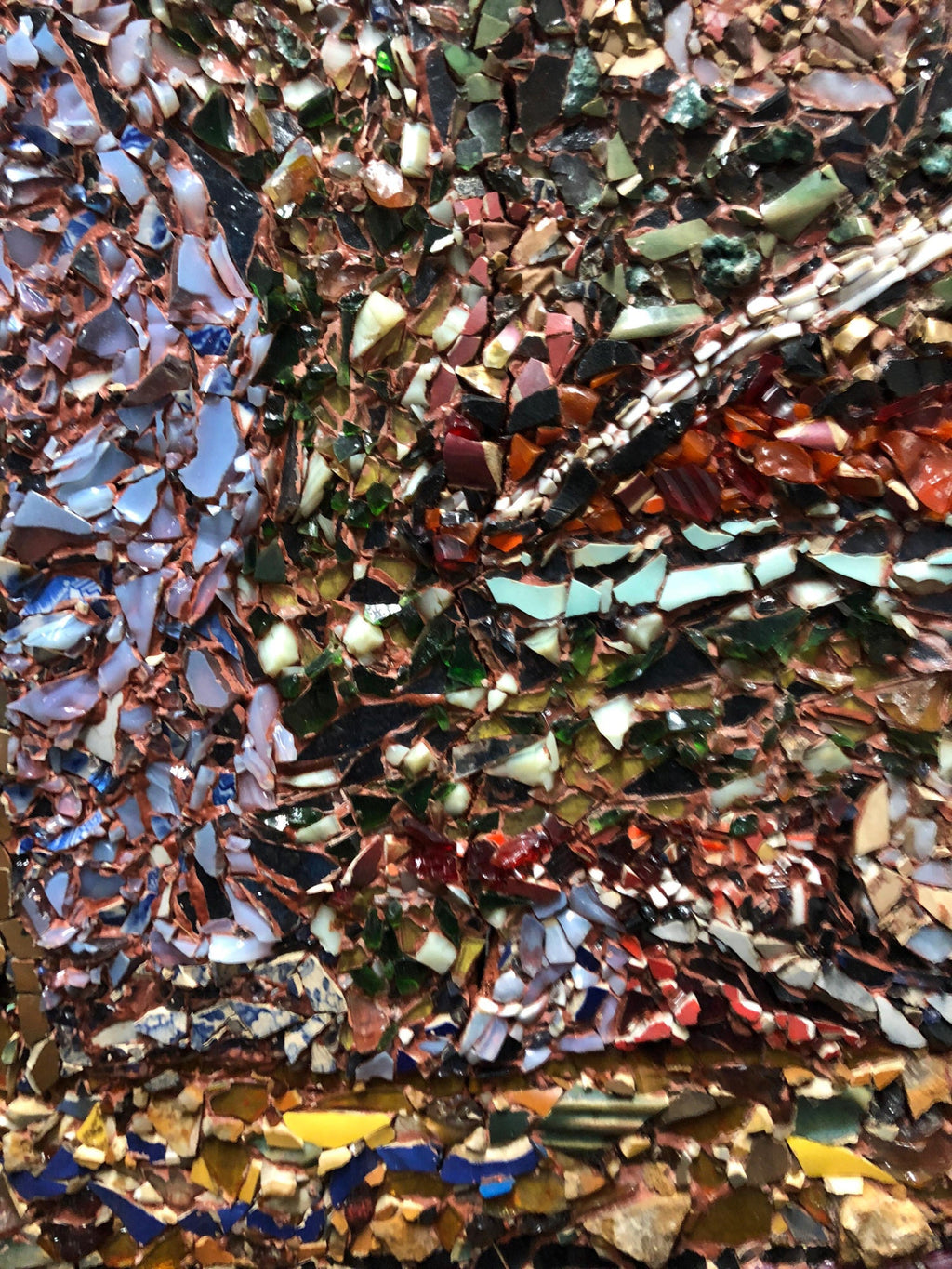 Large American Folk Art Masterpiece Glass Mosaic Sculpture Painting Wall Hanging