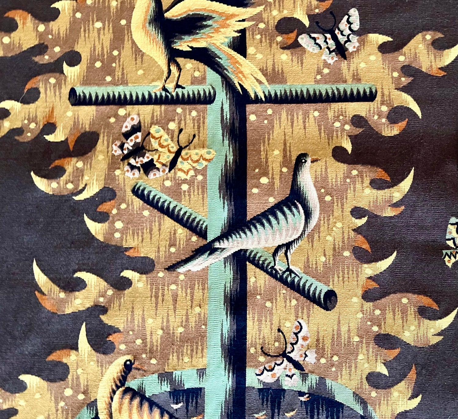 Art Deco French Modernist Handmade Aubusson Gobelin Tapestry Jean Picart Le Doux