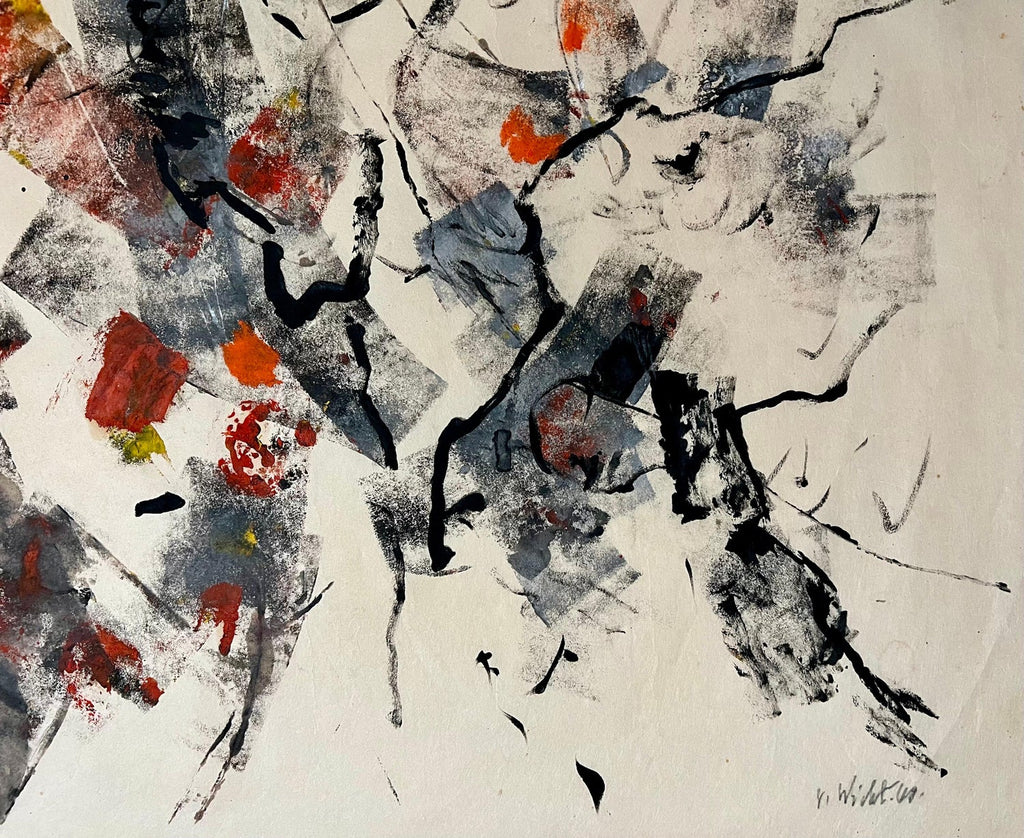 Large Abstract Expressionist Oil Painting on Rice Paper Modernist John Von Wicht