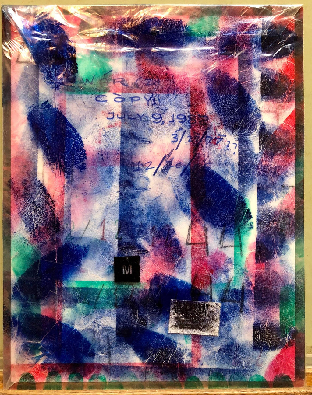 Mixed Media Outsider Art Original Photo Collage Painting in Plastic Bag 2 Sided