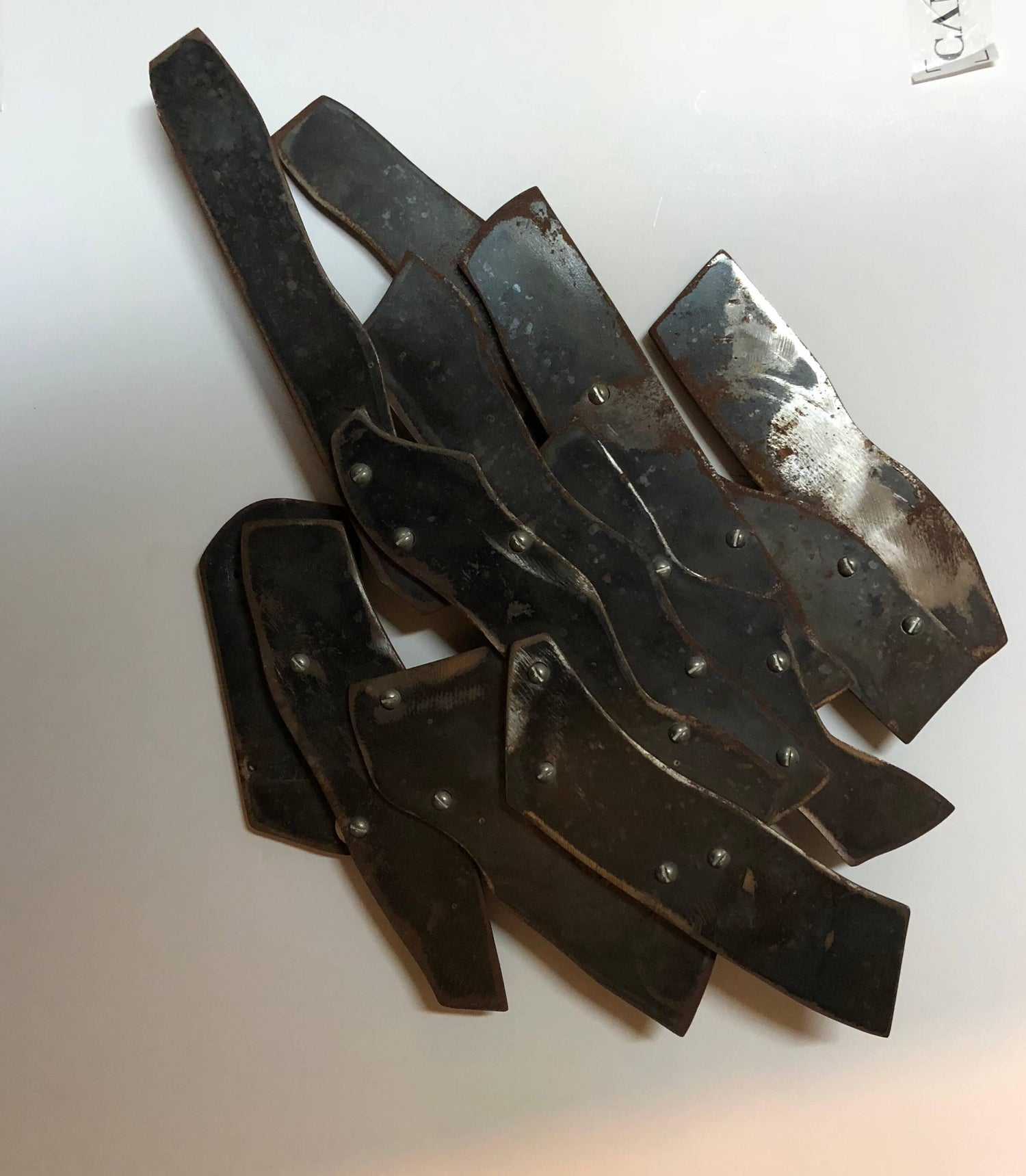Abstract Expressionist Patinated Metal Assemblage Sculpture Steel, Nuts, Bolts