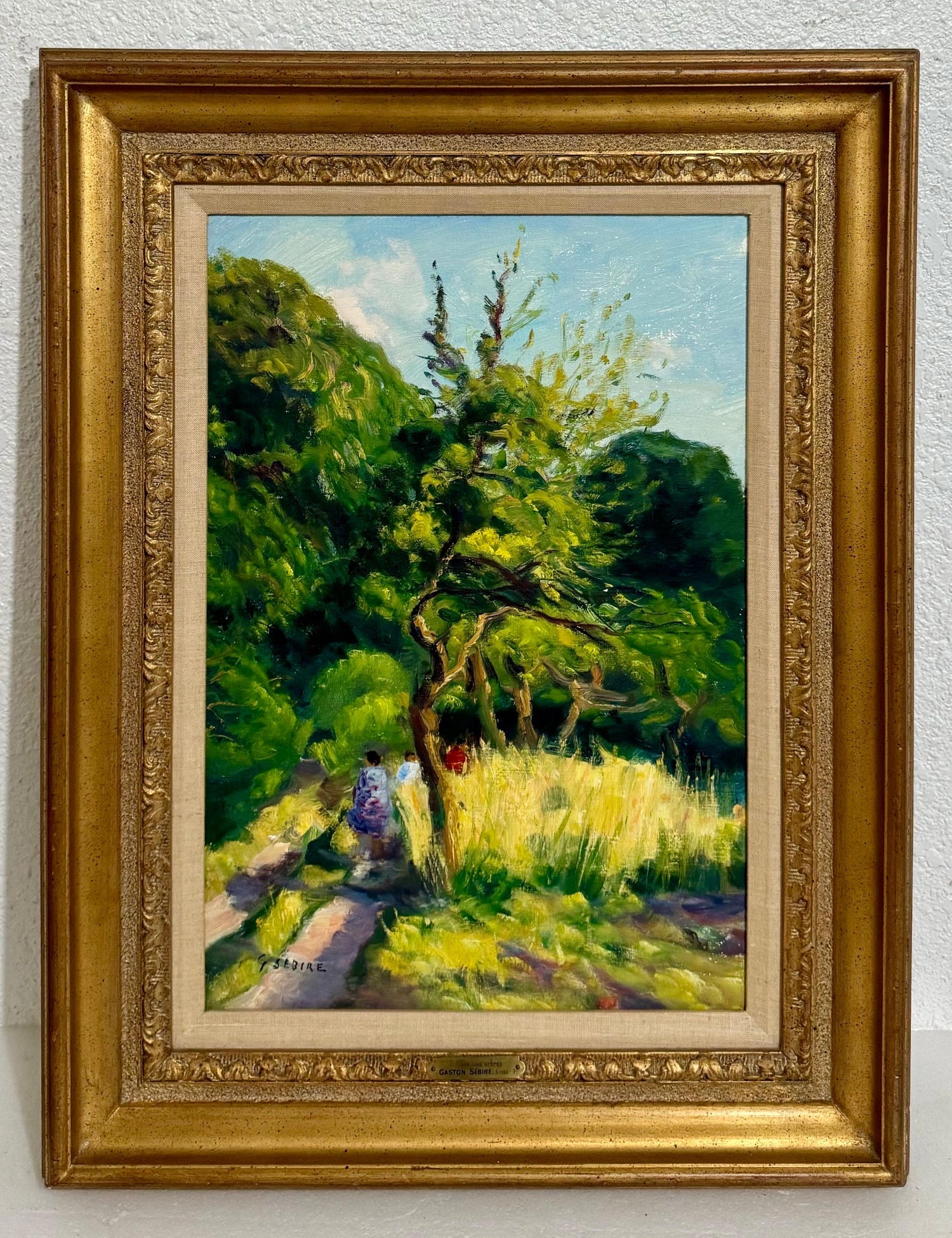 French Post Impressionist Oil Painting Bucolic Wooded Country Lane Gaston Sebire