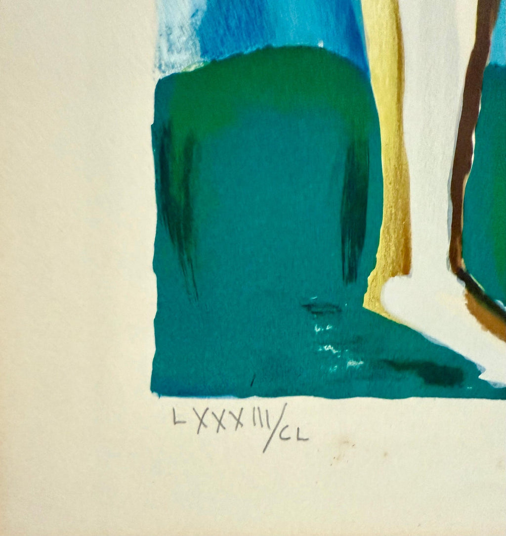 Large Cubist Modernist Color French Lithograph Zadkine Figures La Famille