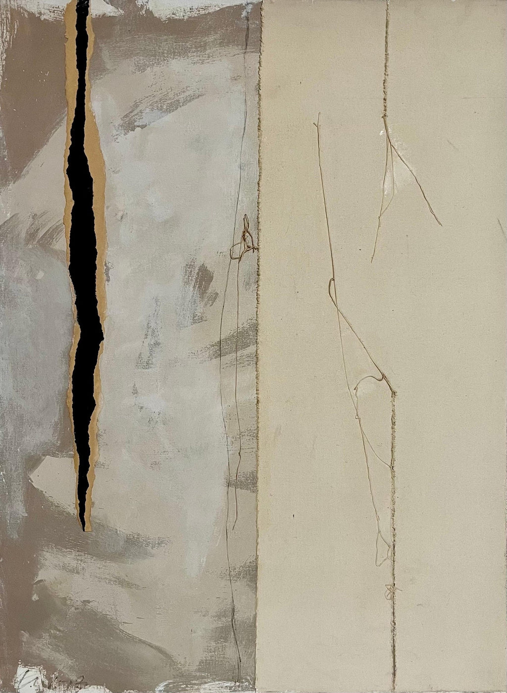 Mixed Media Collage Oil Painting Latvian American Modernist Artist Adja Yunkers