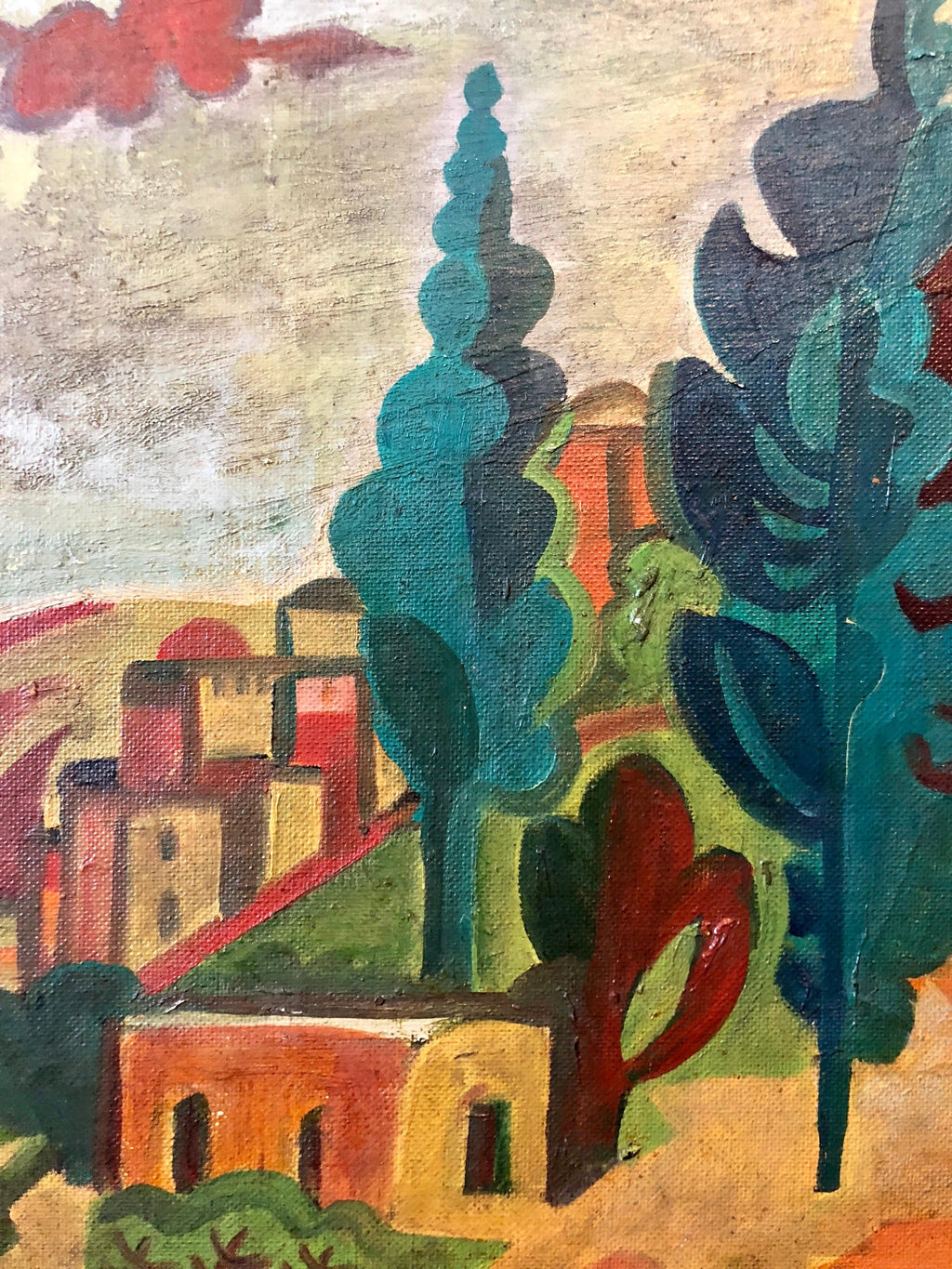 Outside the Synagogue Russian Judaica Oil Painting