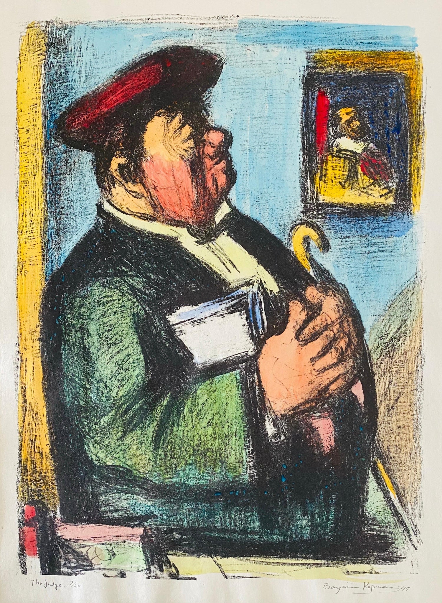 American Artist George Deem Signed Color Lithograph Titled Hands Off Mayakovsky
