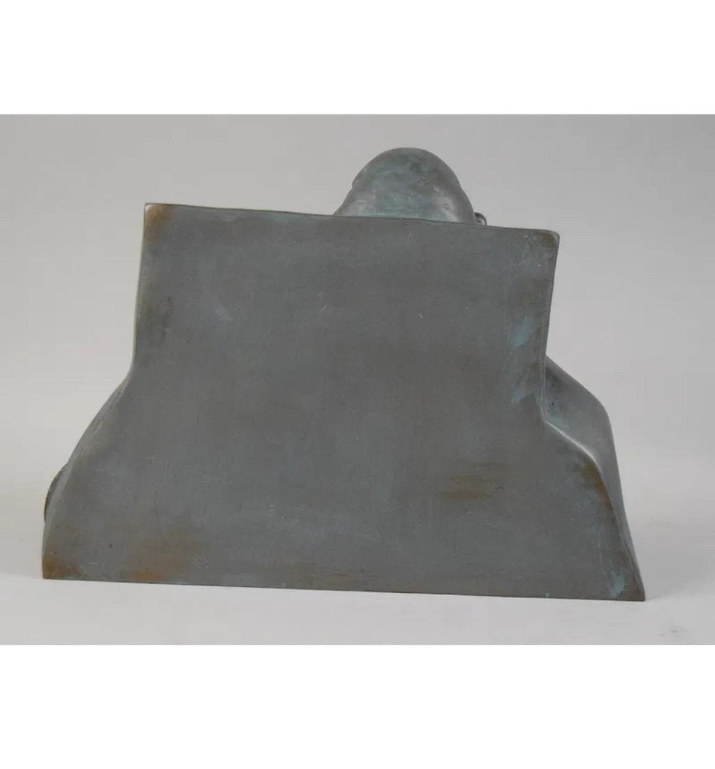 Ted Egri Taos Modernist Judaica Cubist Bronze Sculpture Rabbi & Torah WPA Artist