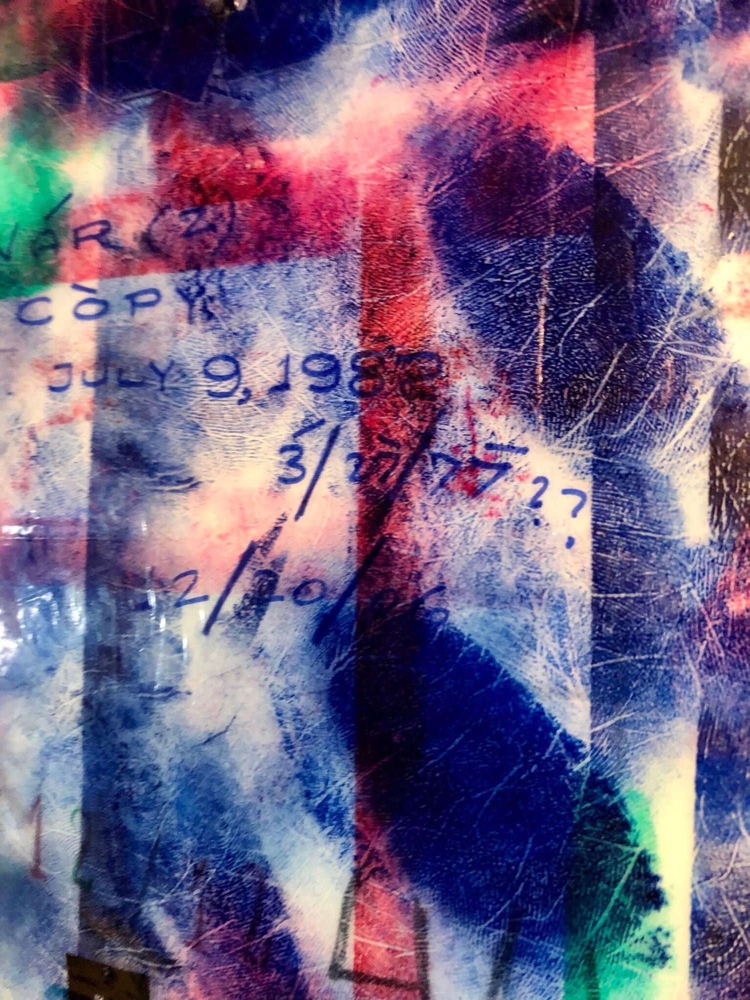 Mixed Media Outsider Art Original Photo Collage Painting in Plastic Bag 2 Sided