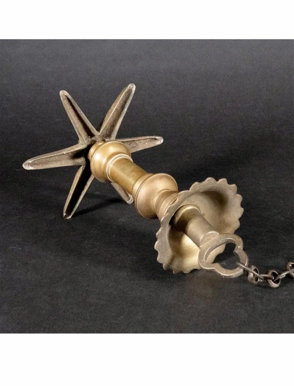 Rare Antique Judaica Hanging Bronze Jewish Synagogue or Temple Oil Lamp w Chain