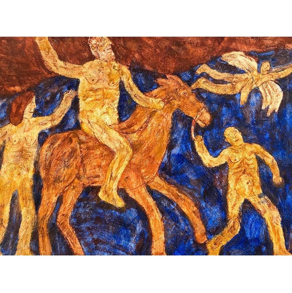 Surrealist Oil Painting Circus Horse Scene Lionel Kalish Fantasy Scene New York
