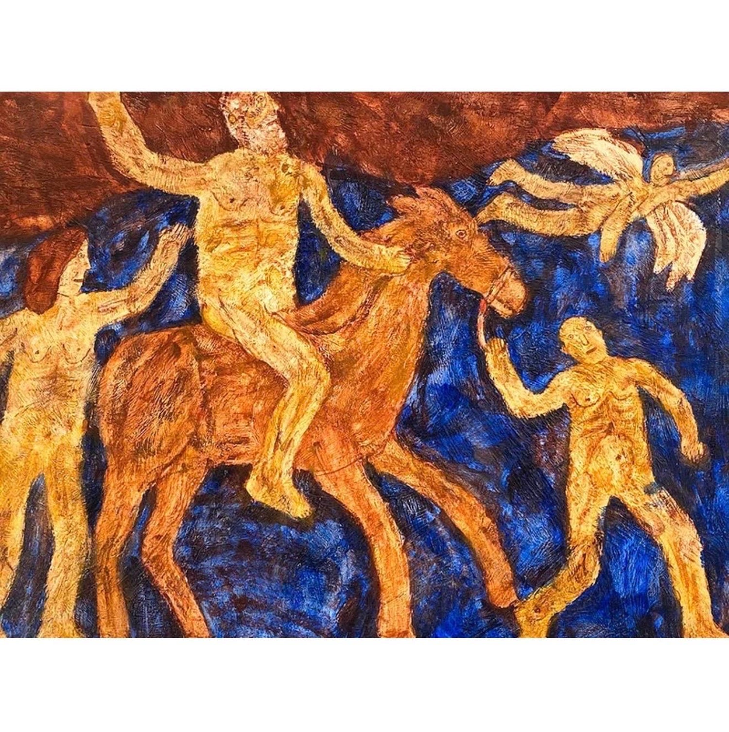 Surrealist Oil Painting Circus Horse Scene Lionel Kalish Fantasy Scene New York